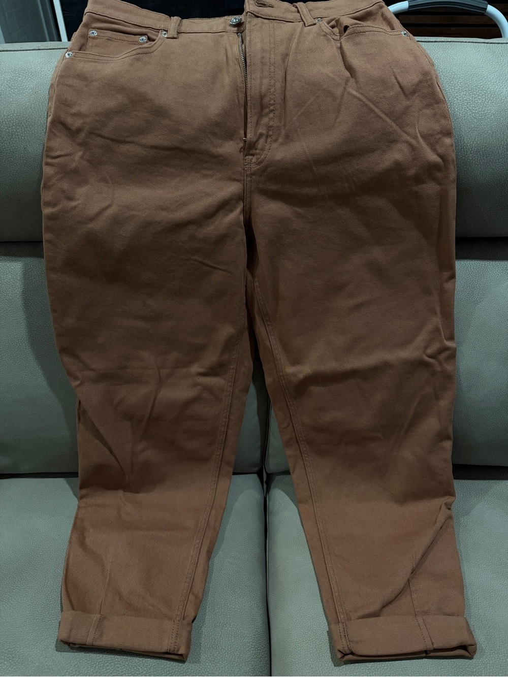H&M Brown High-Rise Mom Jeans